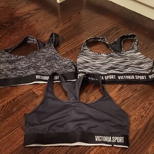 Victoria's Secret Black and Gray Sports Bras Moisture-Wicking Racerback - Medium